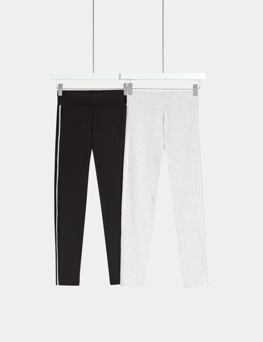 2pk Cotton Rich Side Stripe Leggings (6-16 Yrs)