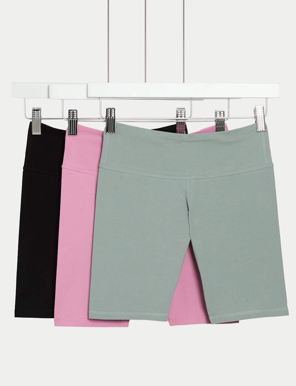 M&S Collection Girls 3pk Cotton Rich Cycling Shorts (2-16 Yrs) - 3-4 Y - Pink Mix, Pink Mix,Multi