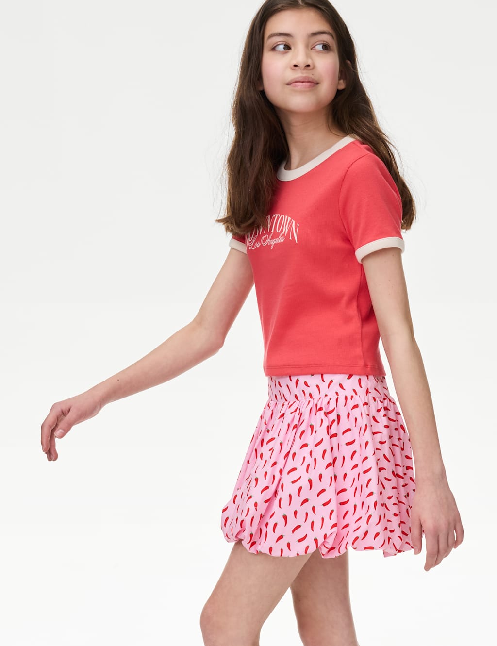 Pure Cotton Printed Puff Ball Skirt (6-16 Yrs)