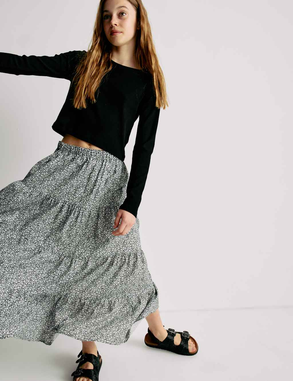 Pure Cotton Ditsy Floral Maxi Skirt (6-16 Yrs)