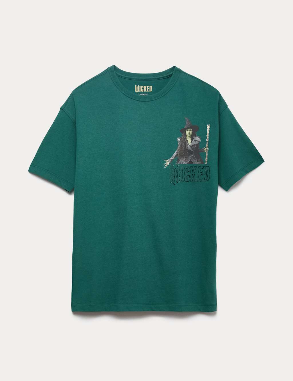M&S Collection Girls Wicked™ Graphic Diamante T-shirt (6-16 Yrs) - 9-10Y - Green, Green