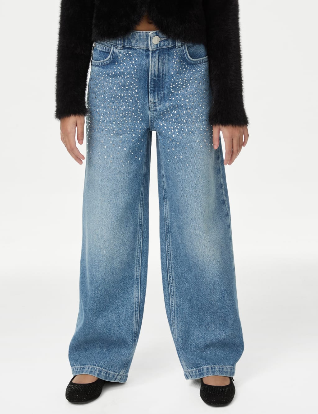 Girls Black Jean with Pearls by ML Kids main image 1