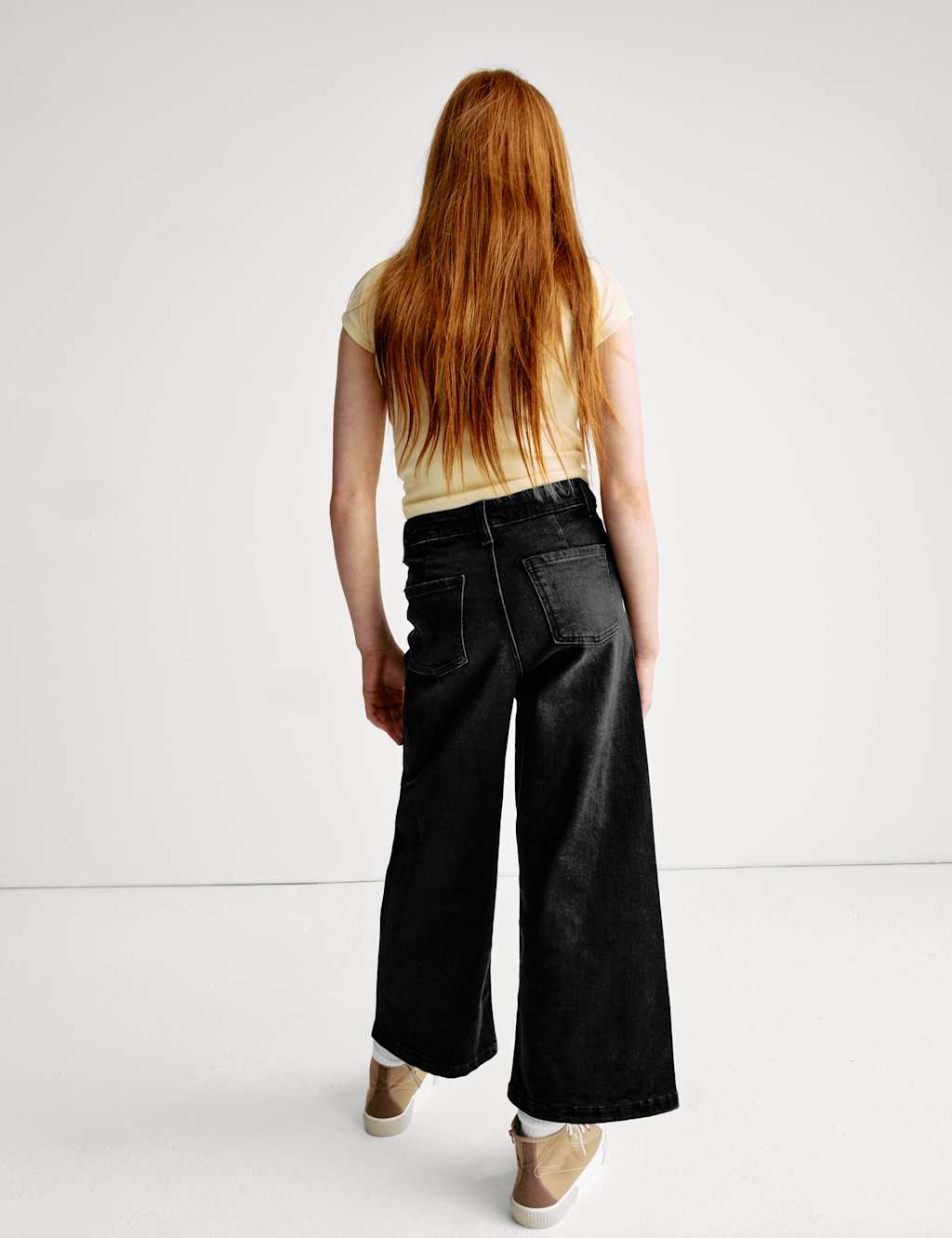 Wide Leg Cotton Rich Cropped Jeans (6-16 Yrs)