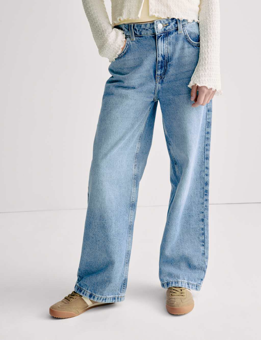 M&S Wide Leg Denim Jeans (6-16 Yrs) Denim