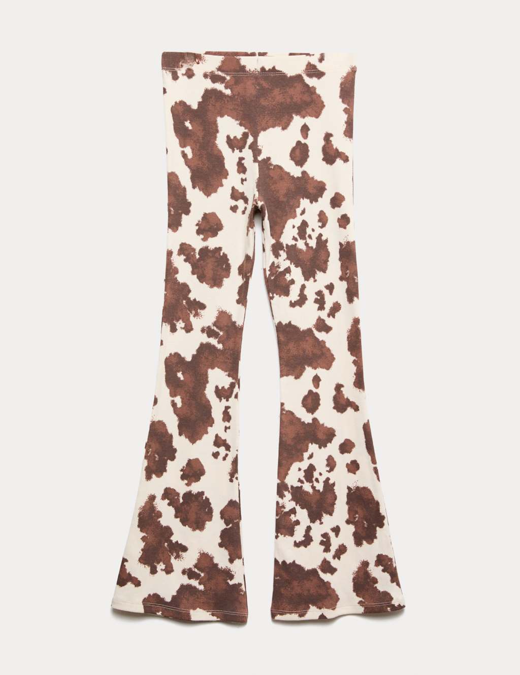 M&S Cotton Rich Pony Print Flared Leggings (2-16 Yrs) Brown Mix