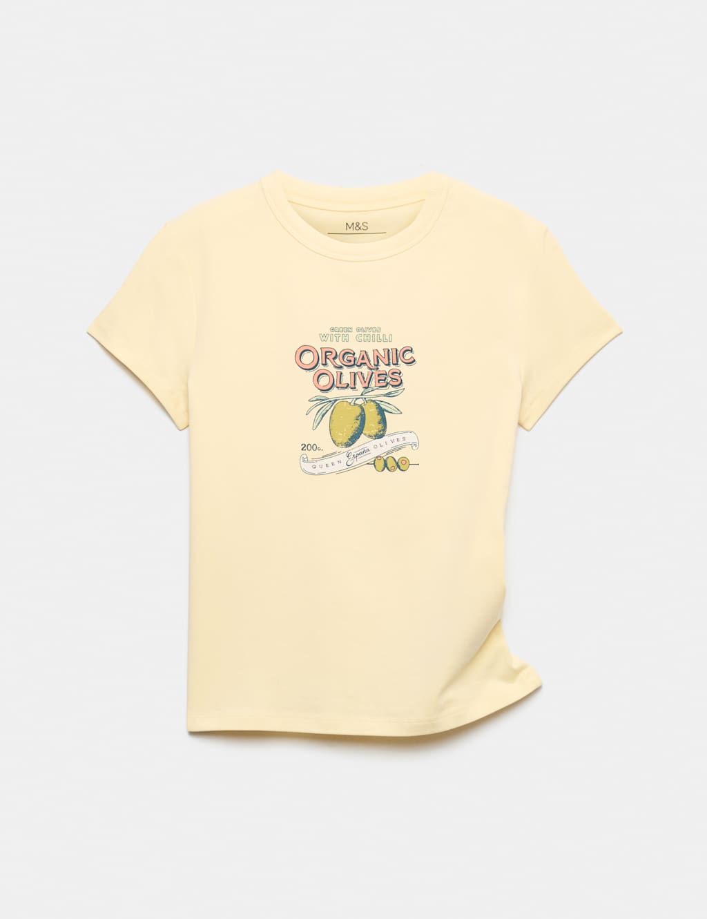 M&S Cotton Rich Olives Graphic Baby T-Shirt (6-16 Yrs) - 8-9 Years - Yellow