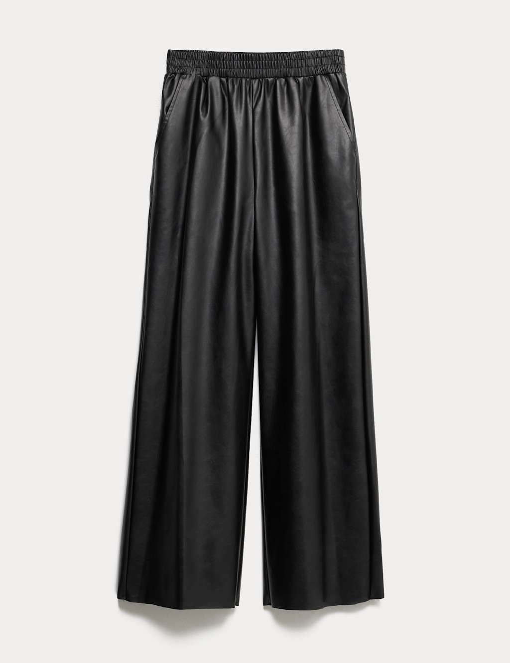 M&S Faux Leather Wide Leg Trousers (6-16 Yrs) Black