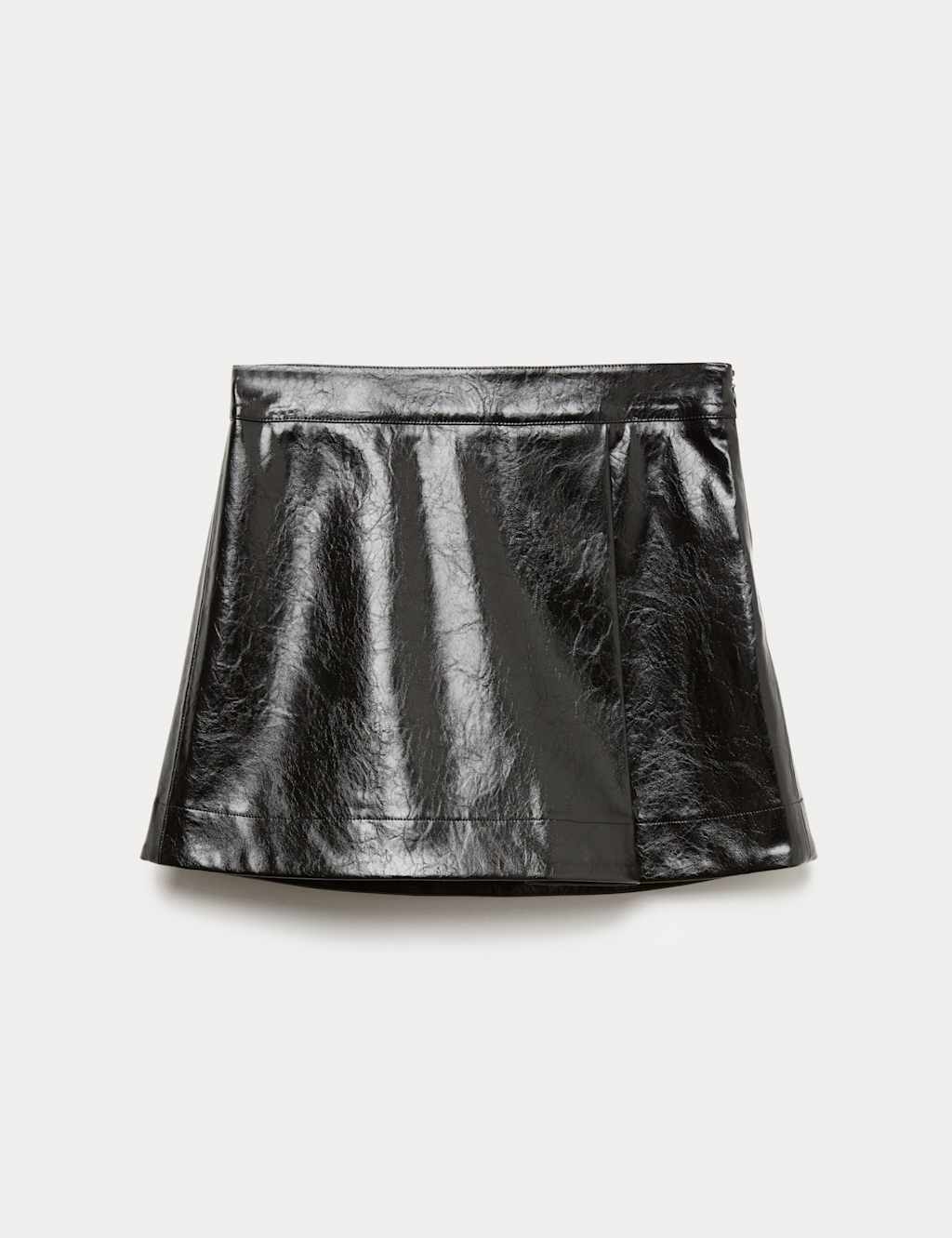 M&S Faux Leather Mini A Line Skirt (6-16 Yrs) Black