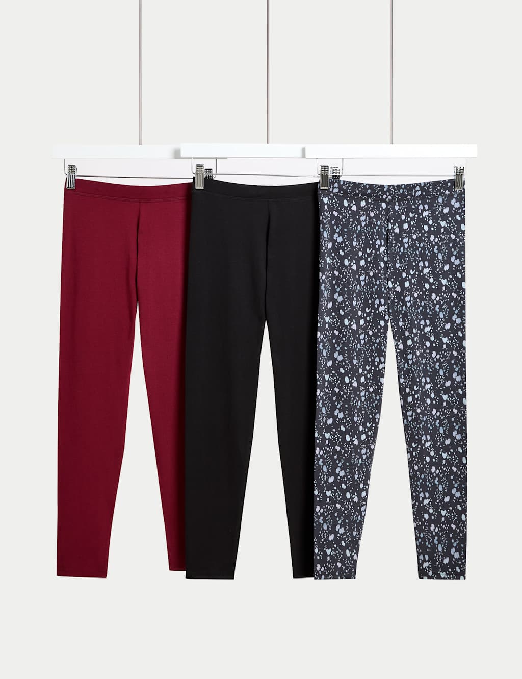 M&S 3pk Cotton Rich Printed Leggings (6-16 Yrs) Multi