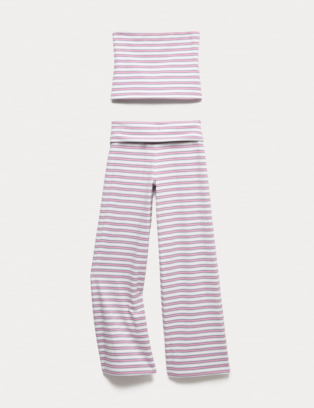 M&S Girls Striped Top & Bottom Outfit (6-16 Yrs) - 8-9 Years - Pink Mix