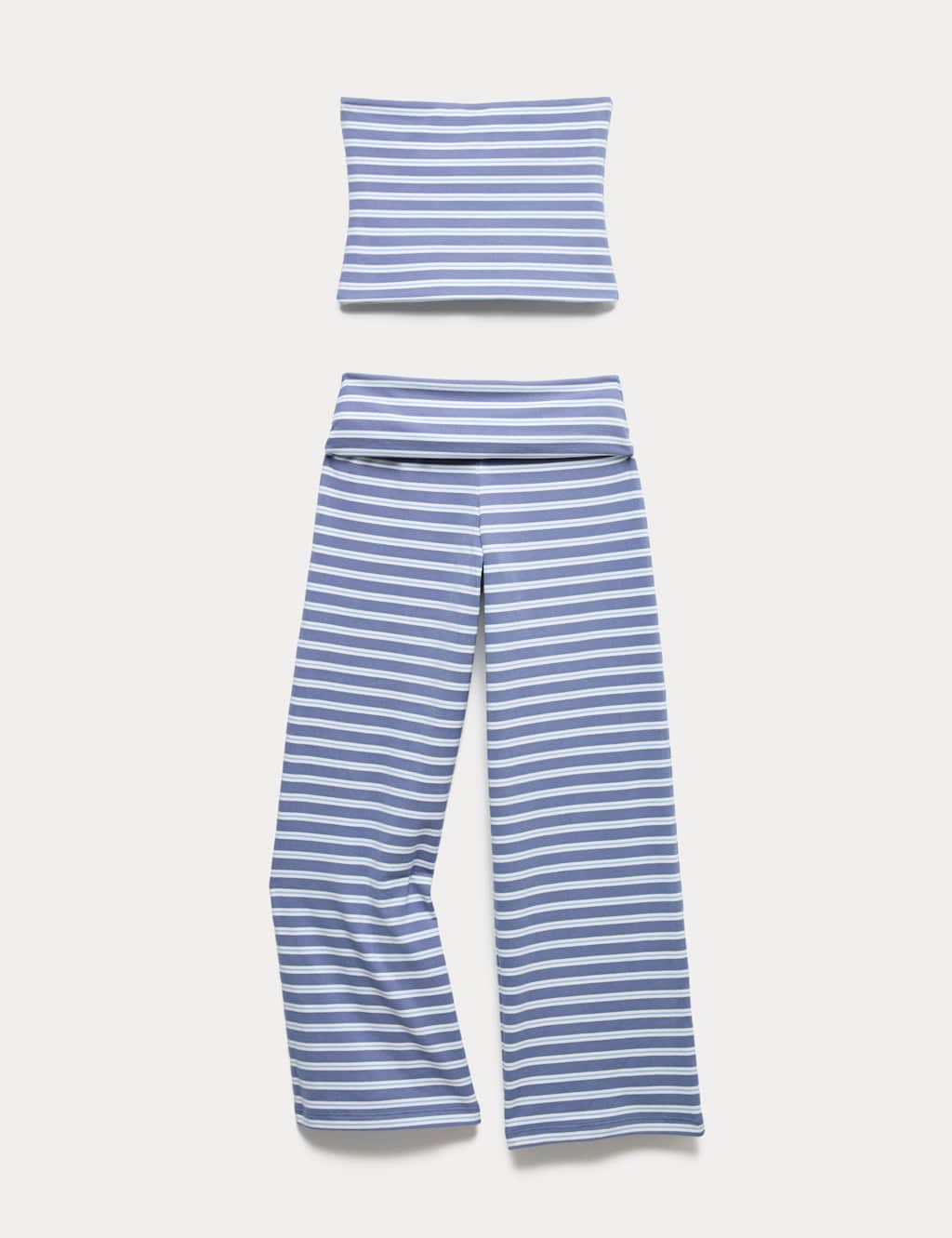 M&S Girls Striped Top & Bottom Outfit (6-16 Yrs) - 7-8 Years - Blue Mix