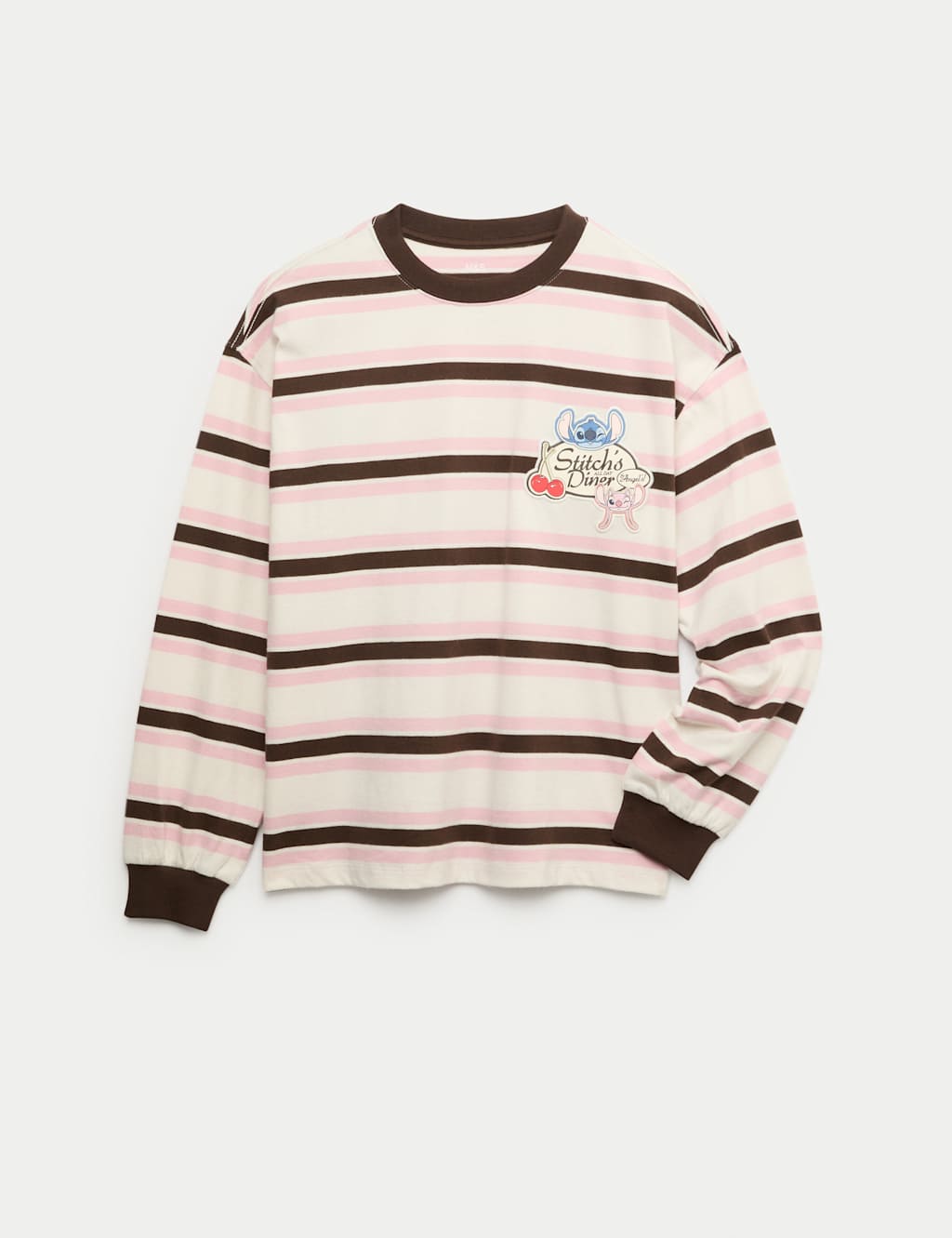 M&S Striped Lilo & Stitch Top (2-16 Yrs) Pink Mix