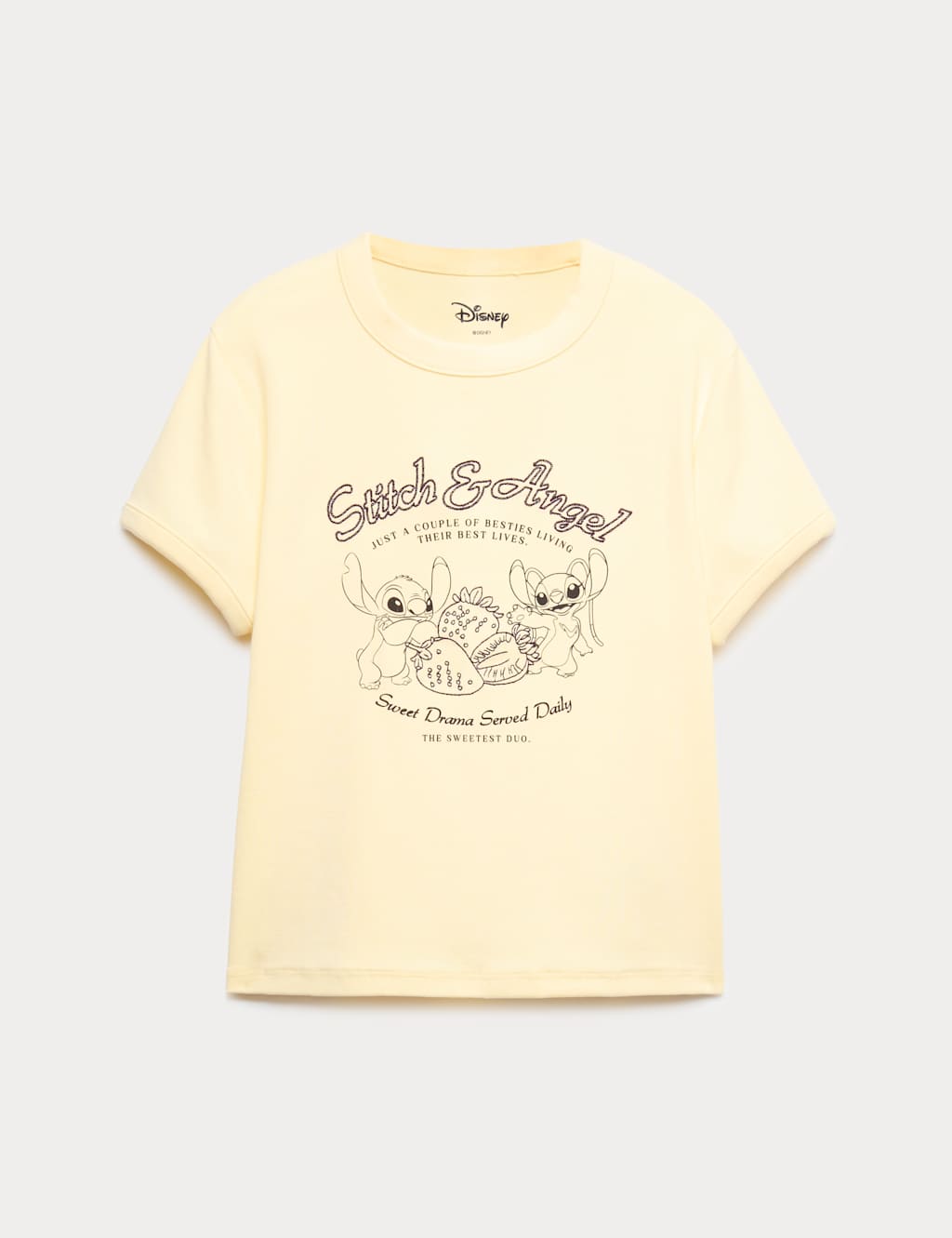 M&S Cotton Rich Lilo & Stitch Baby T-Shirt (6-16 Yrs) Yellow