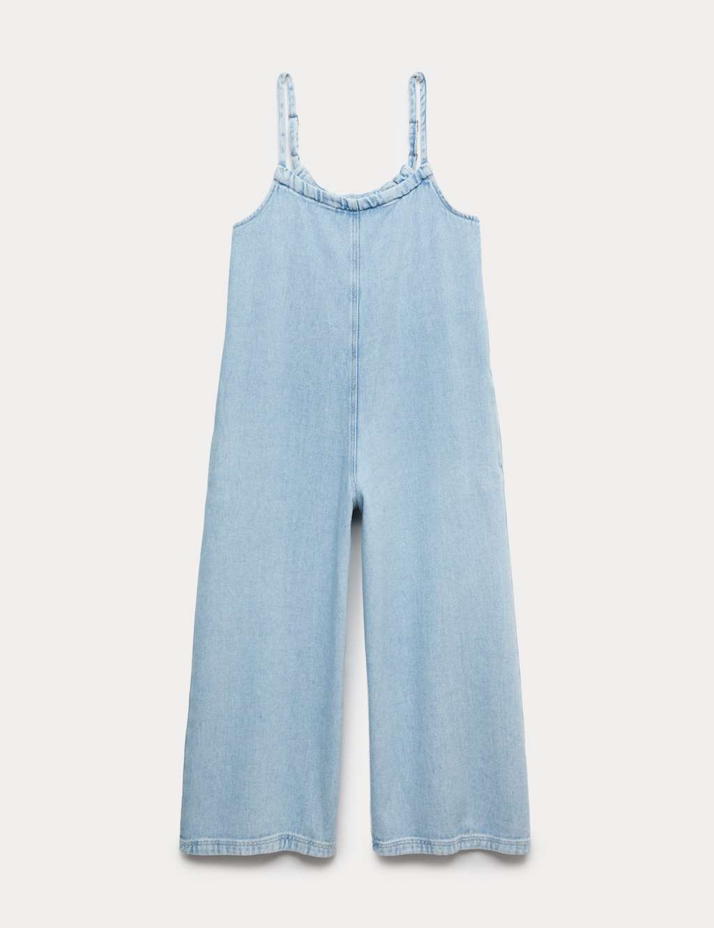 M&S Girls Denim Twill Wide Leg Jumpsuit (6-16 Yrs) - 9-10 Years - Light Denim