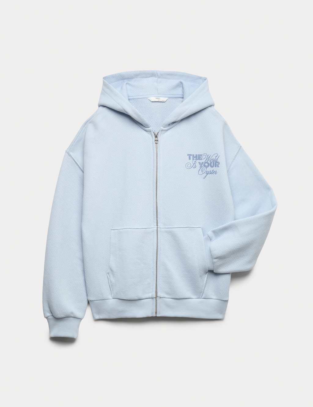 M&S Girls Cotton Rich Graphic Hoodie (6-16 Yrs) - 12-13 Years - Light Blue