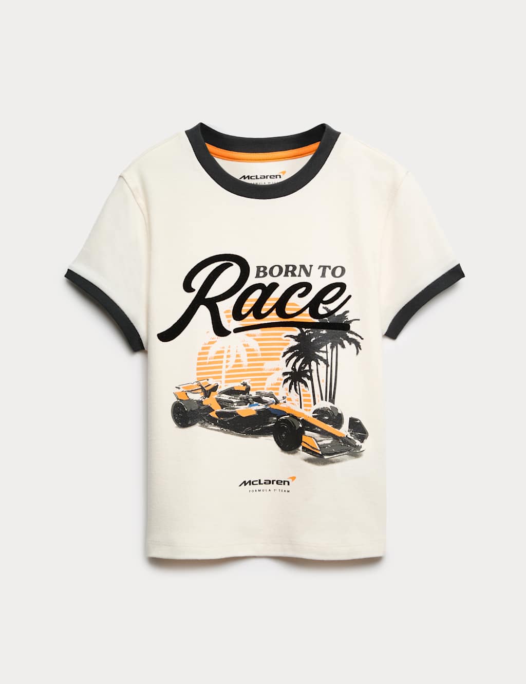 M&S Cotton Rich McLaren Graphic T-Shirt (6-16 Years) Ecru Mix
