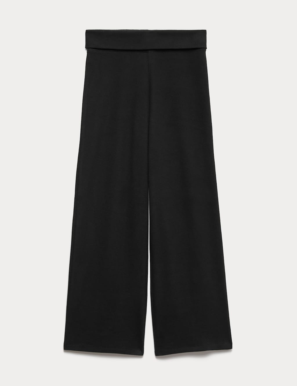 M&S Cosy Fold Over Waist Wide Leggings (6-16 Yrs) Black
