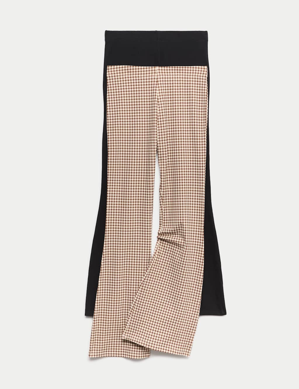 M&S 2 Pack Cotton Rich Gingham Kickflare Leggings (6-16 Yrs) Brown Mix