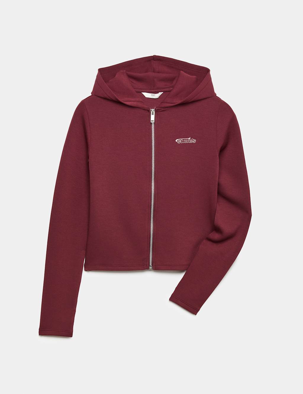 M&S Girls Sporty Zip Through Hoodie (6-16 Yrs) - 14-15 Years - Burgundy