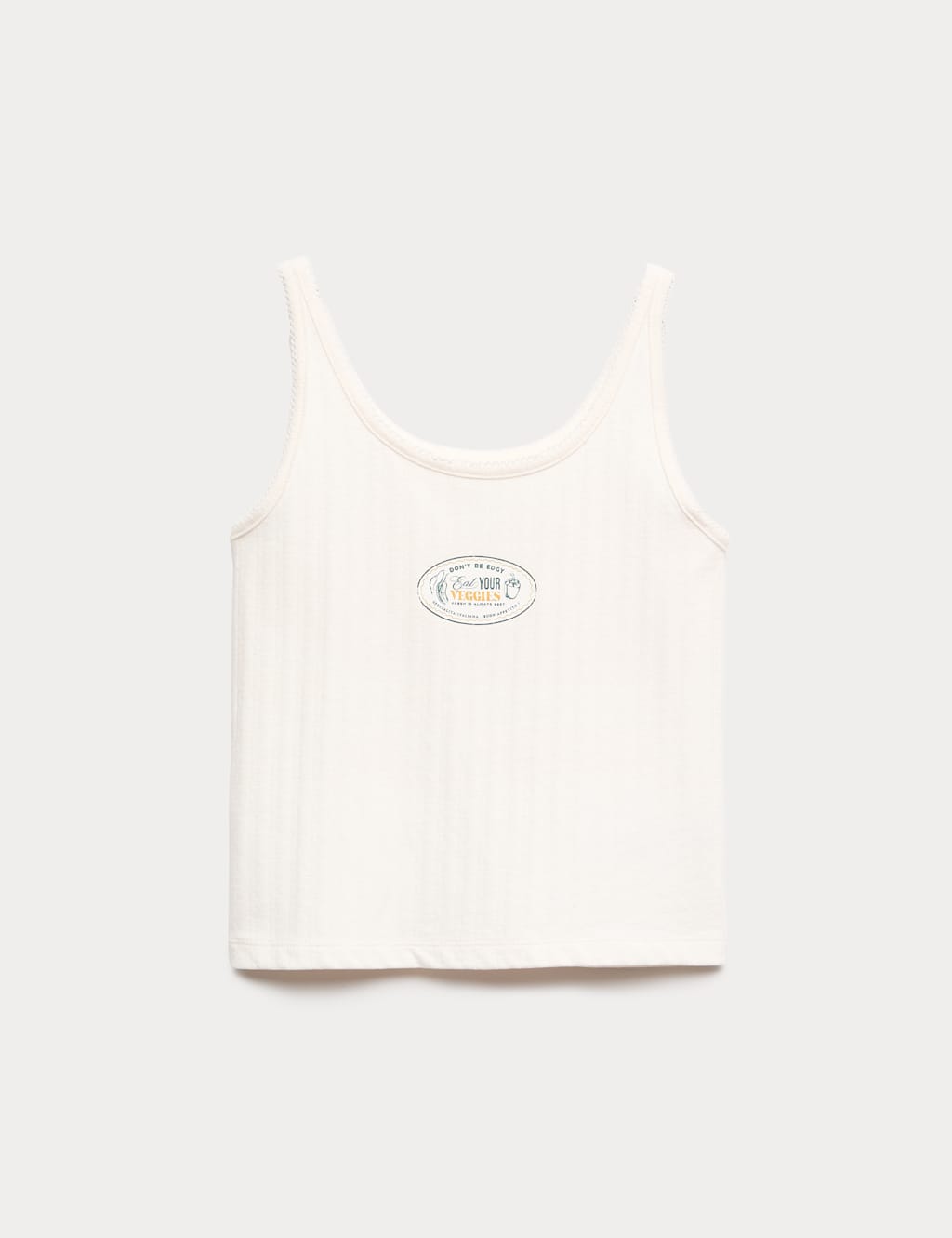 M&S Girls Cotton Rich Pointelle Cami Top (6-16 Yrs) - 6-7 Years - Ecru Mix