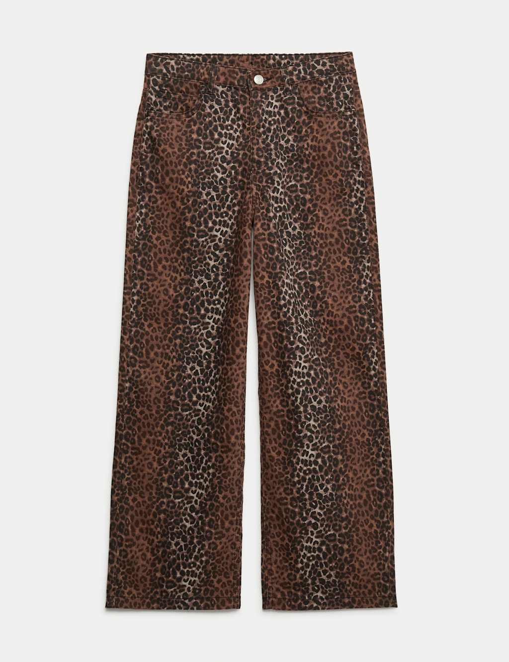 M&S Girls Leopard Print Wide Leg Jeans (6-16 Yrs) - 14-15 Years - Sunstone