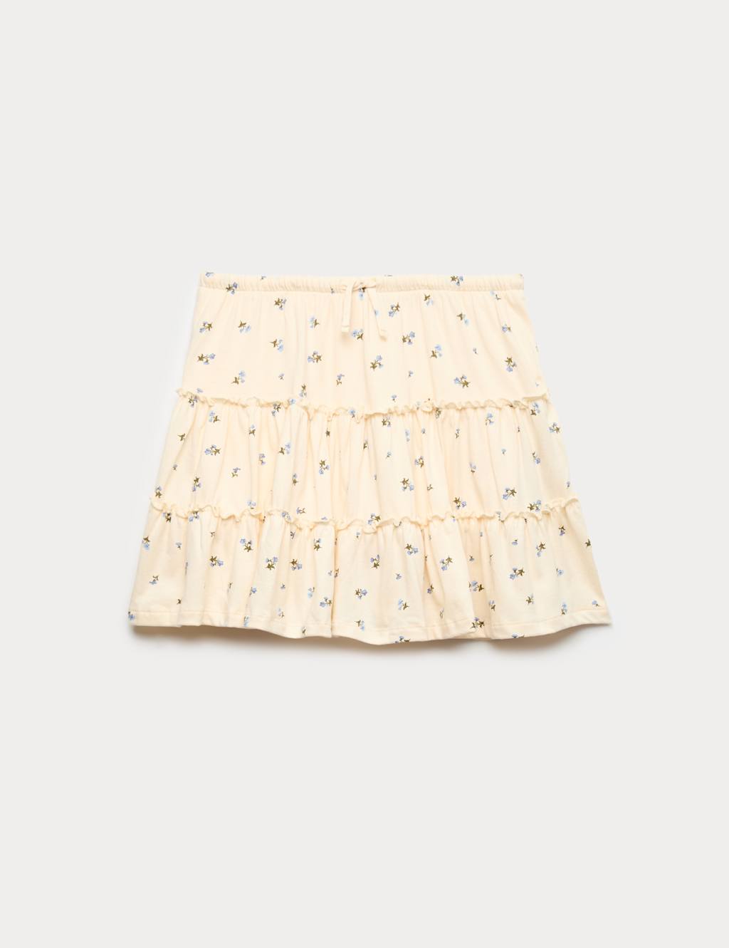 M&S Girls Pure Cotton Floral Tiered Skirt (6-16 Yrs) - 10-11 Years - Ecru Mix