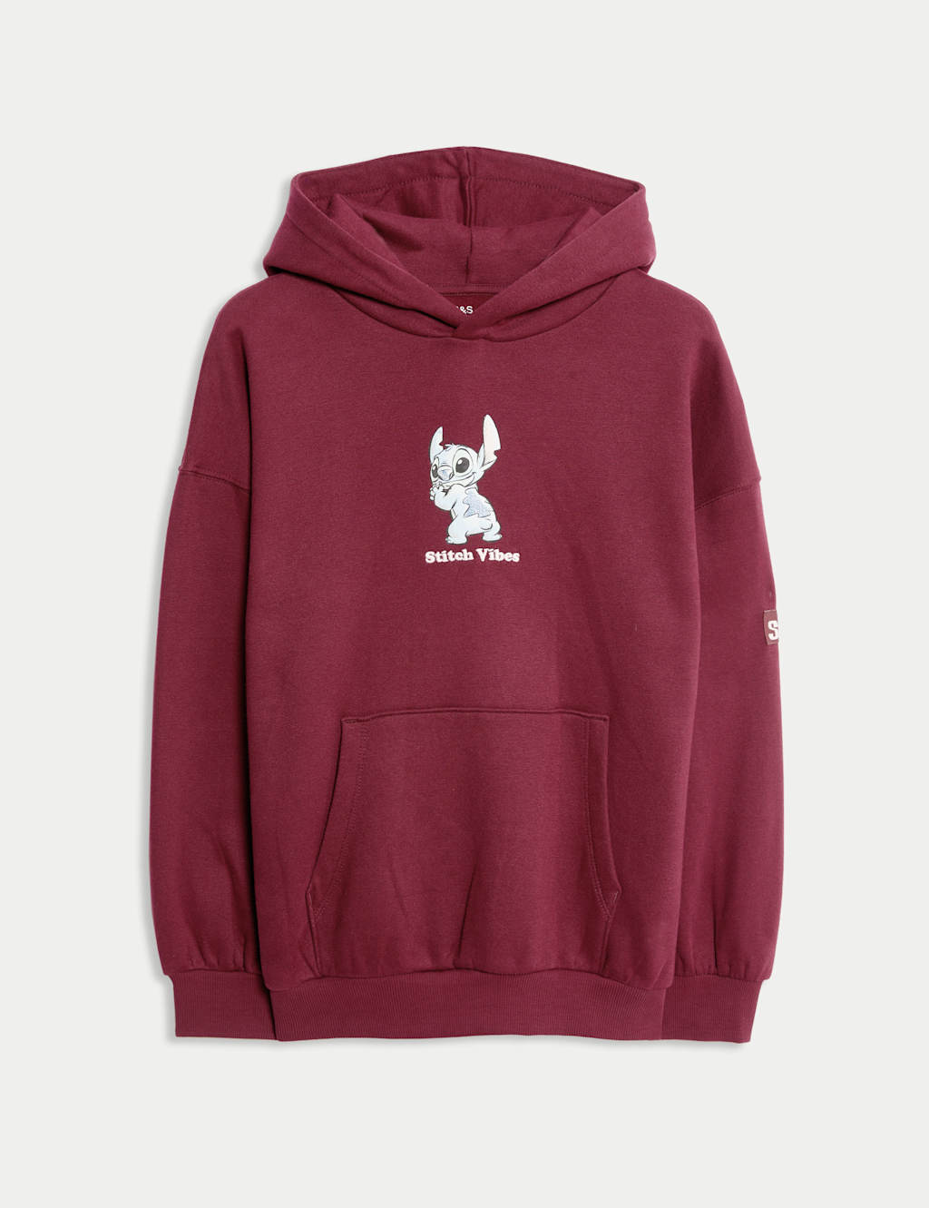 M&S Collection Girls Cotton Rich Lilo and Stitch Hoodie (6 - 16 yrs) - 9-10Y - Burgundy, Burgundy