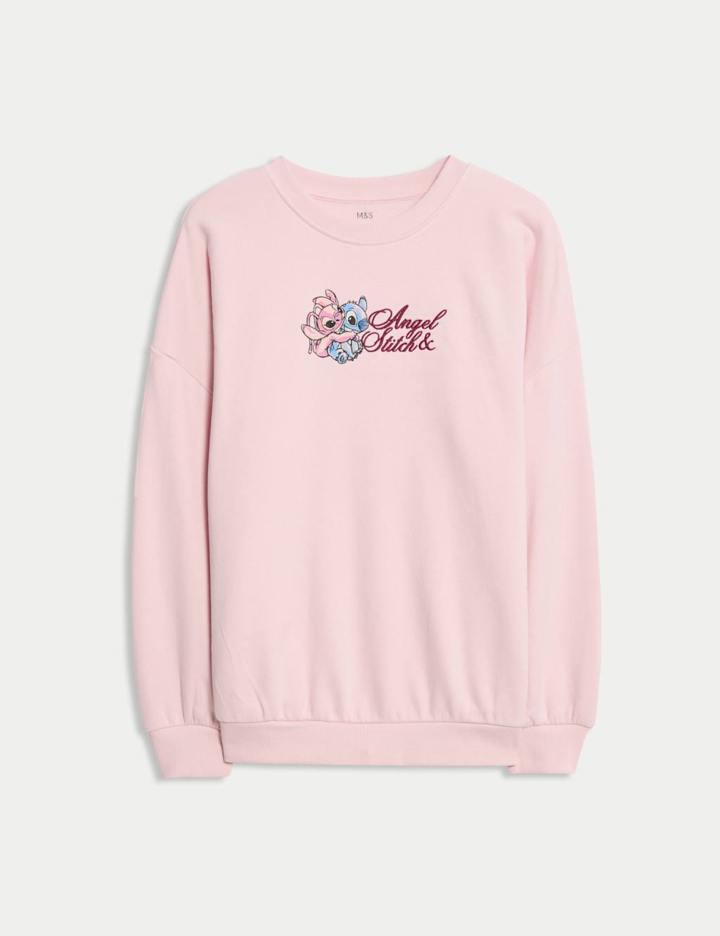 M&S Cotton Rich Lilo & Stitch Sweatshirt (2-16 Yrs) Pink