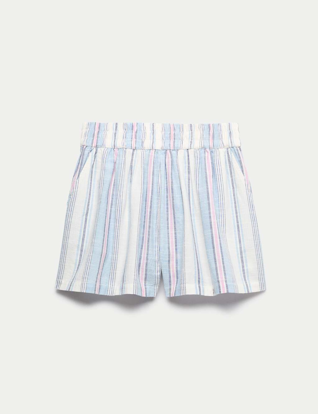 M&S Girls Pure Cotton Striped Shorts (6-16 Yrs) - 15-16 Years - Blue Mix