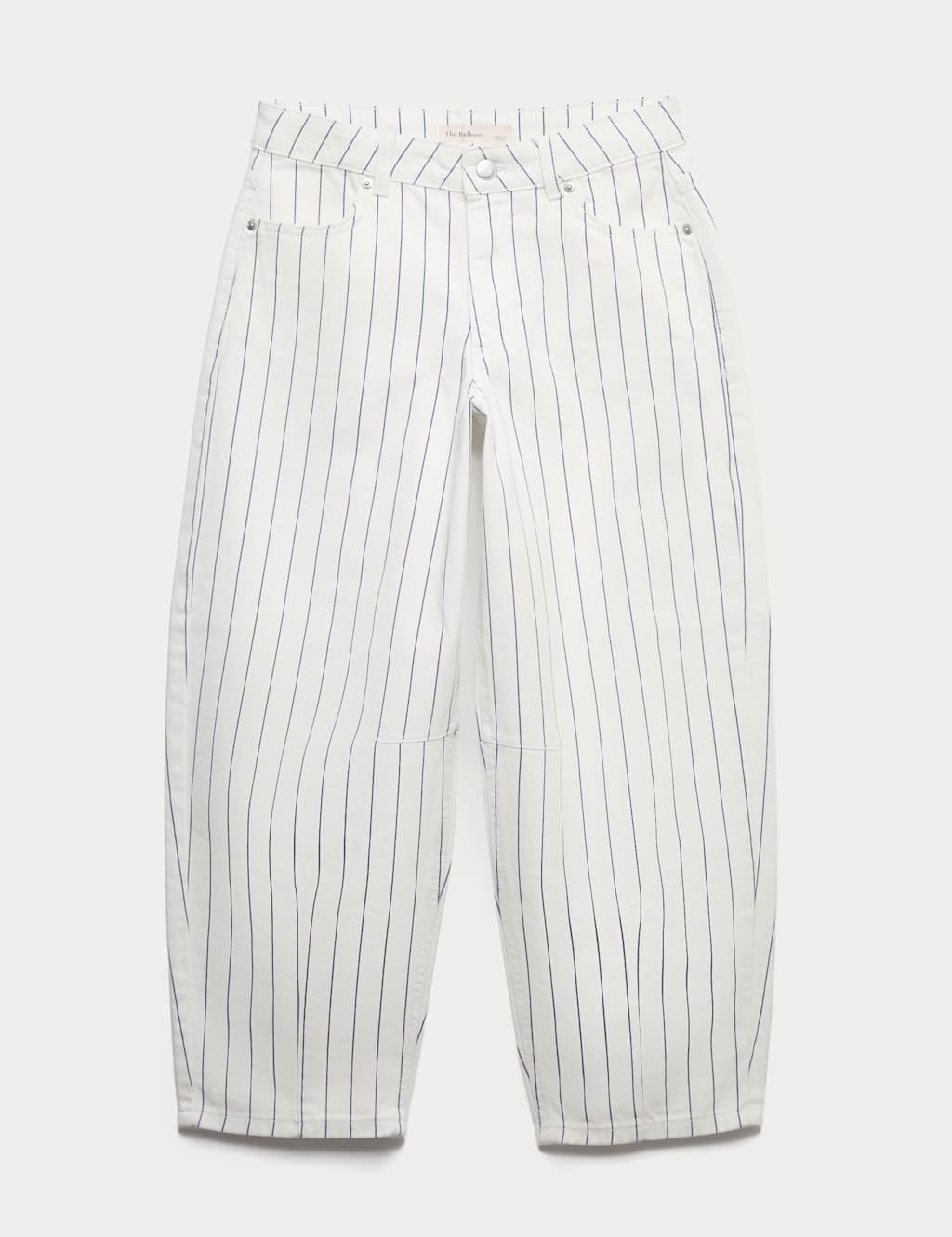M&S Girls Striped Denim Barrel Jeans (6-16 Yrs) - 10-11 Years - Ecru