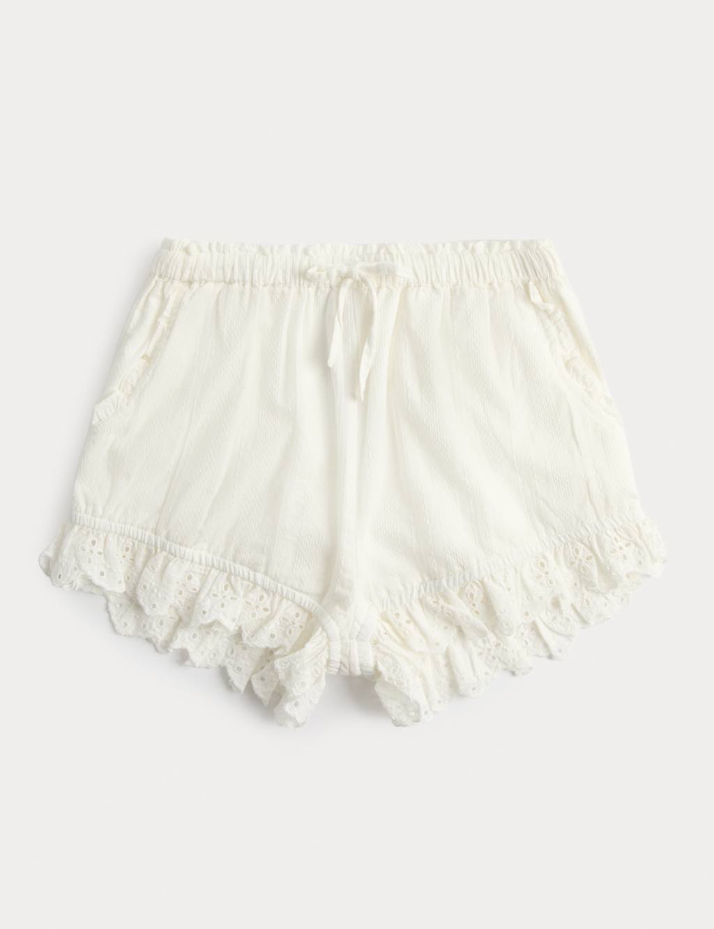 M&S Girls Pure Cotton Broderie Trim Bloomer Shorts (6-16 Yrs) - 8-9 Years - Ivory