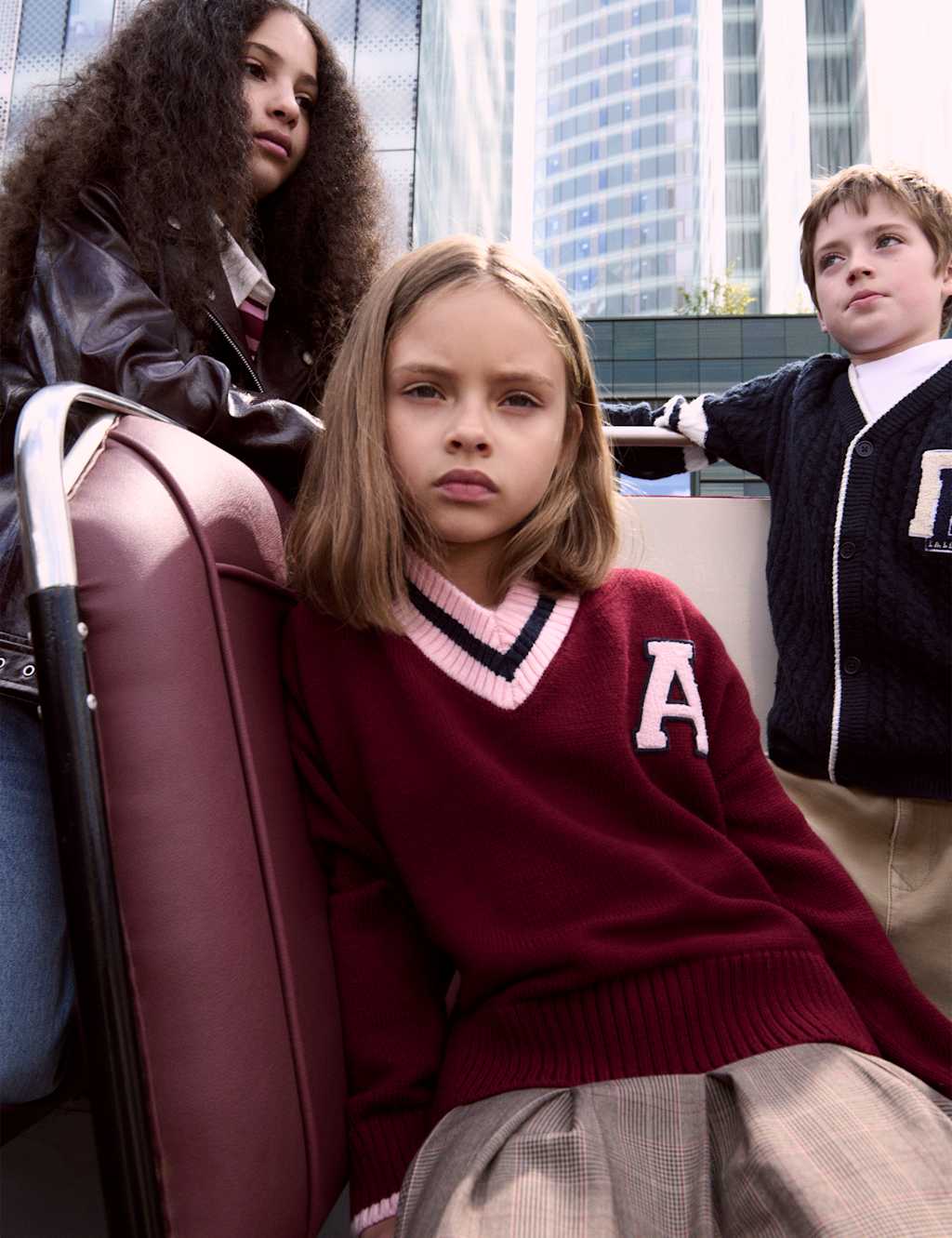 M&S Varsity Knitted Jumper (6-16 Yrs) Burgundy