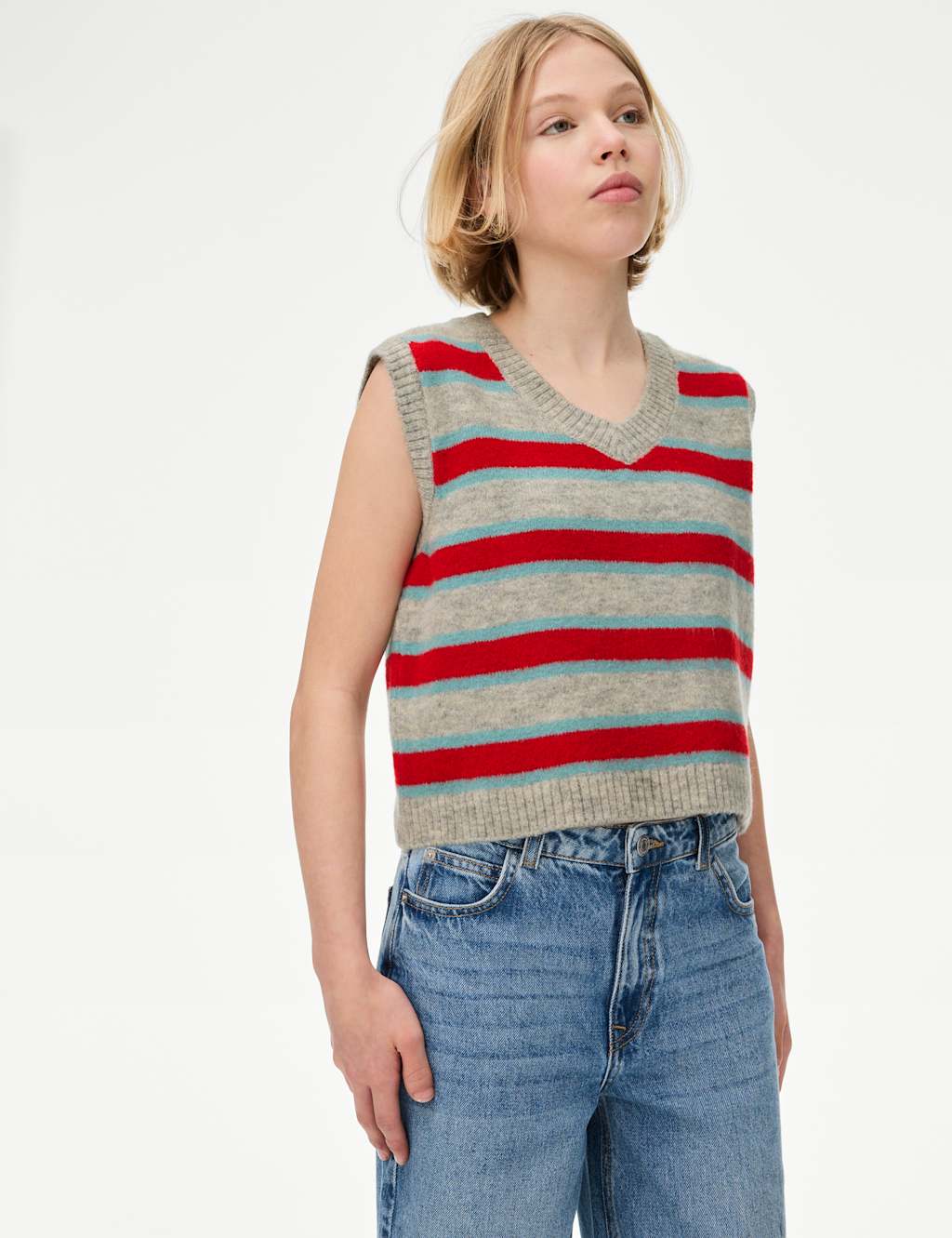 Striped Knitted Vest (6-16 Yrs)