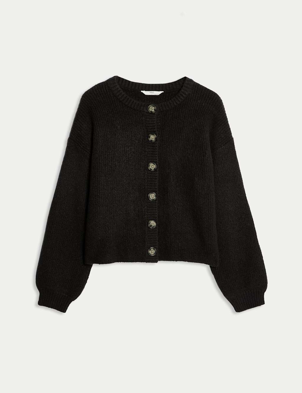 M&S Ribbed Knitted Cardigan (6-16 Yrs) Black