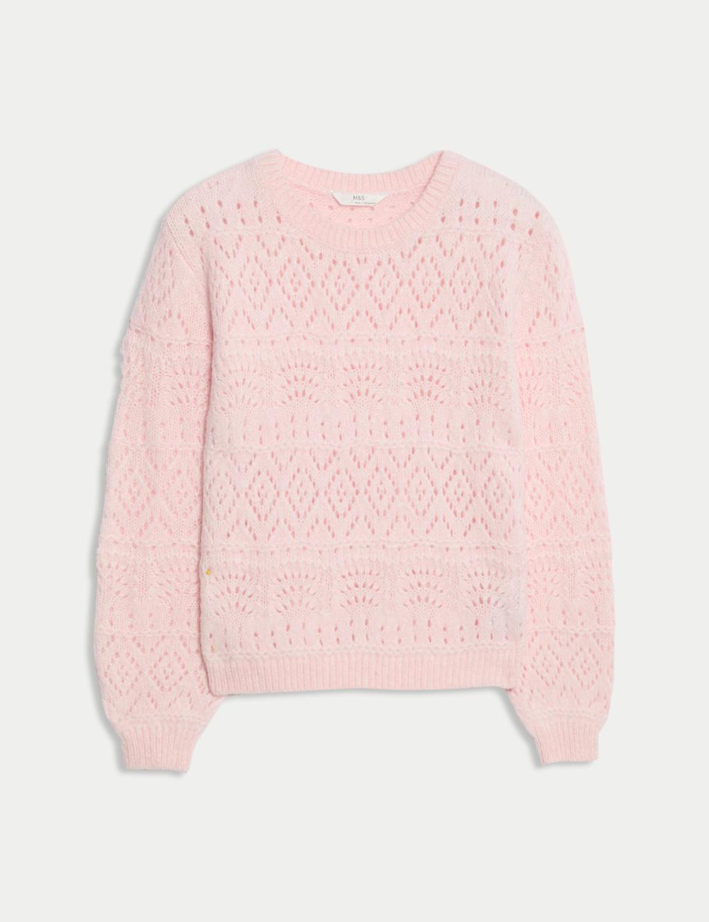 M&S Patterned Knitted Jumper (2-16 Yrs) Light Pink