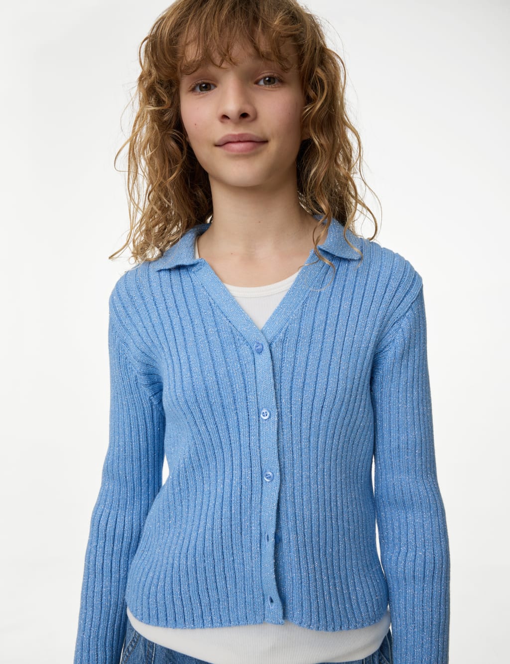 Cotton Rich Sparkly Knitted Cardigan (6-16 Yrs)