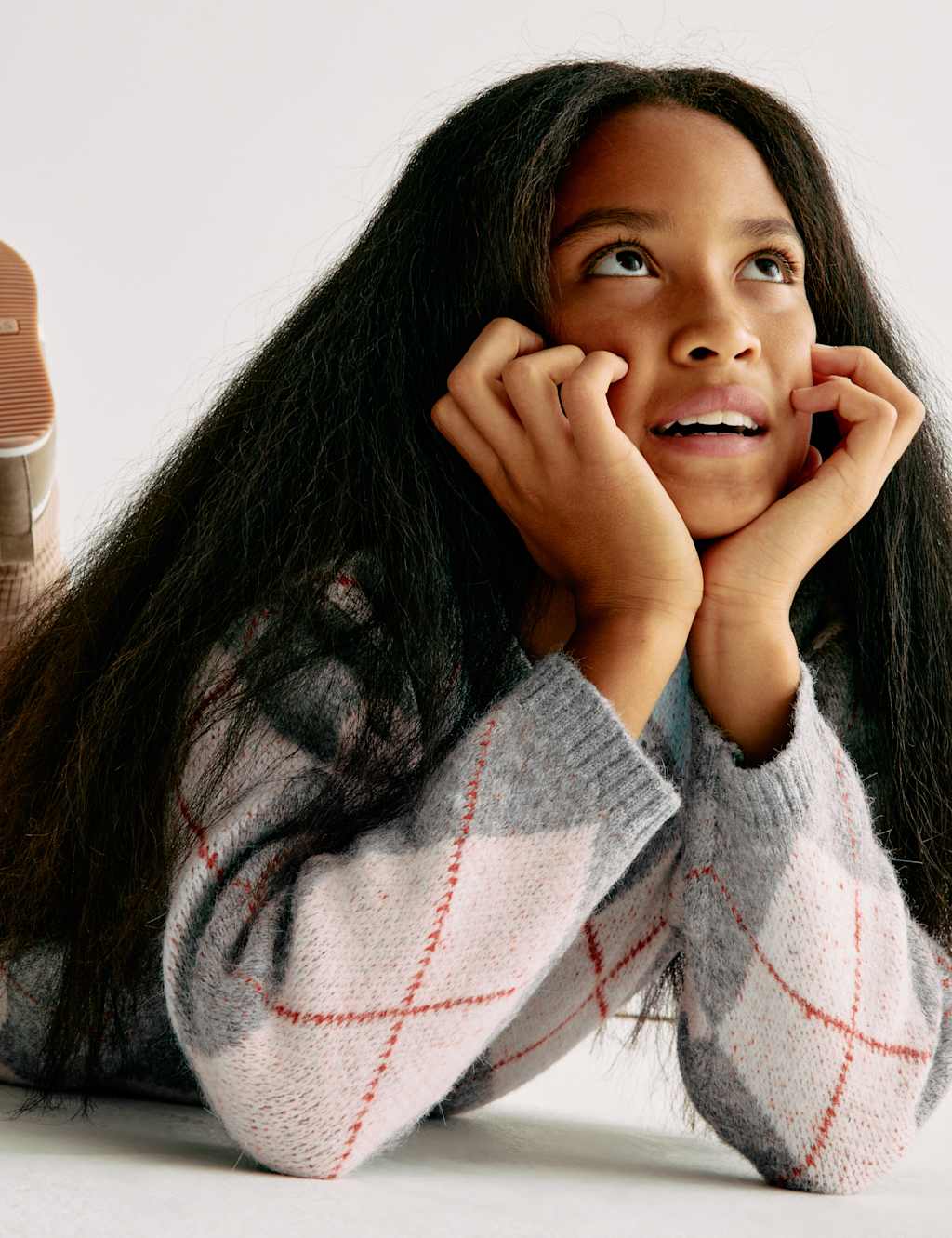 M&S Argyle Button Through Cardigan (6-16 Yrs) Grey Mix