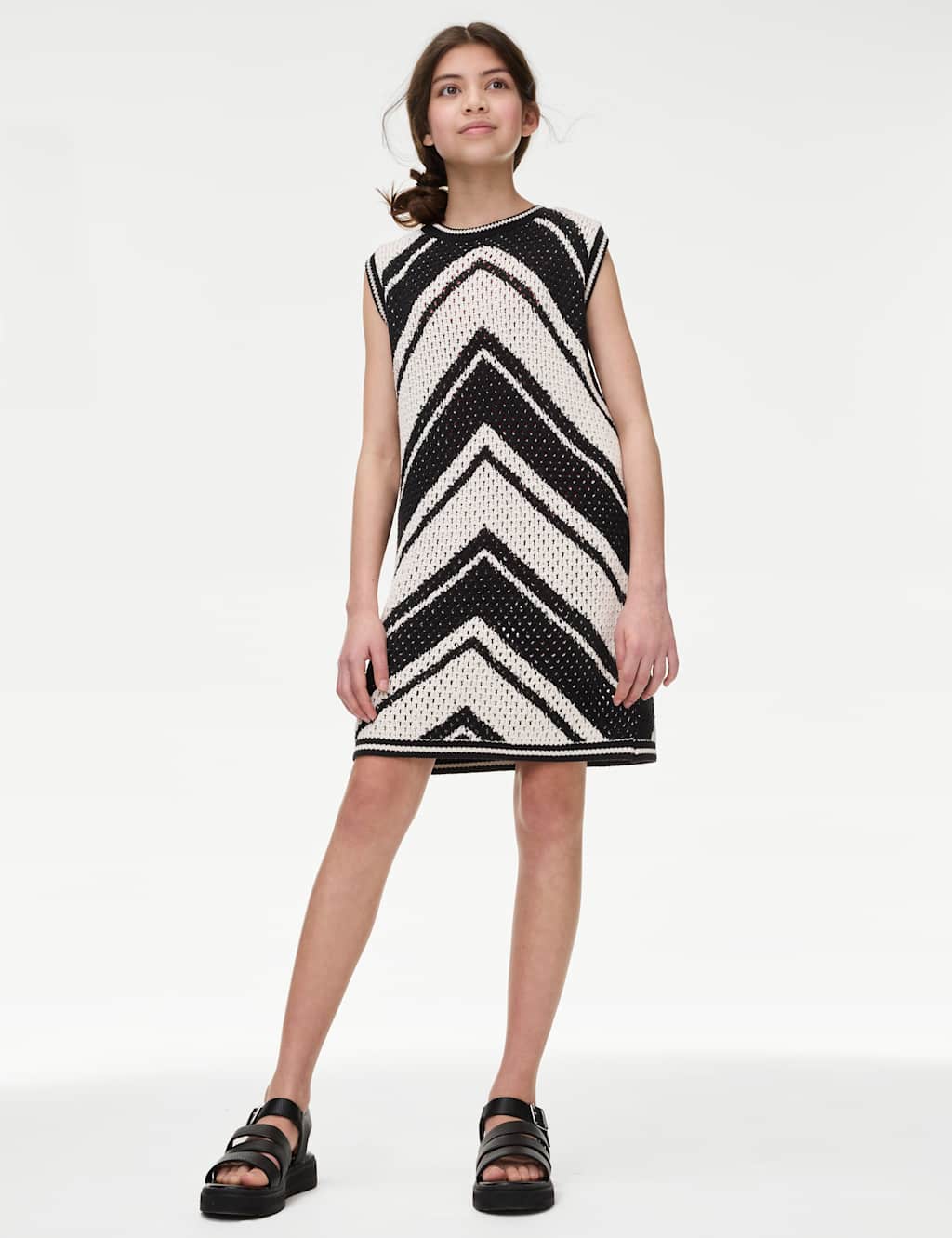 Cotton Rich Striped Knitted Dress (6-16 Yrs)