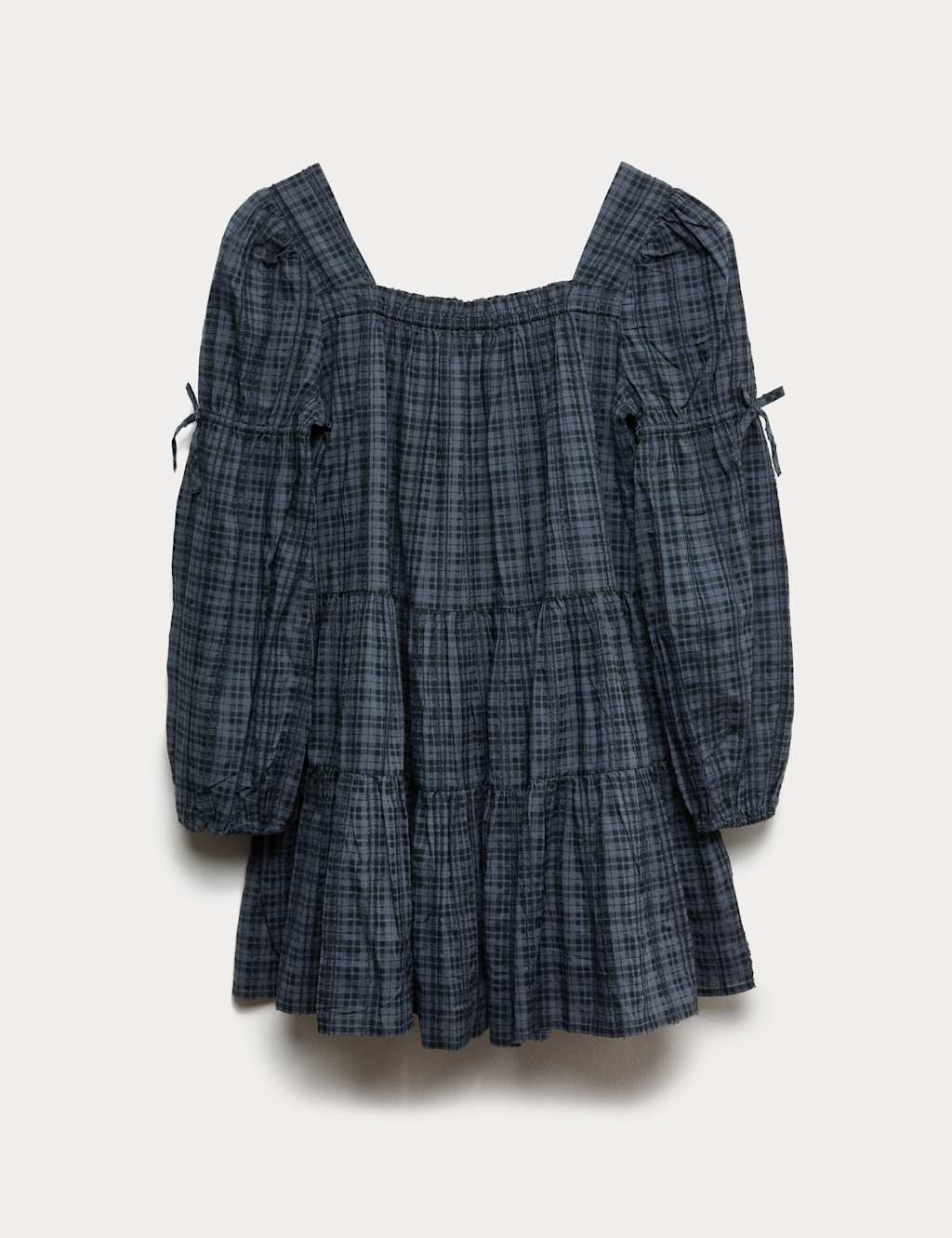 M&S Pure Cotton Checked Dress (6-16 Yrs) Black Mix