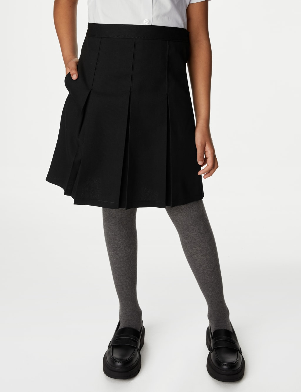 M&S Collection Girls Permanent Pleats School Skirt (2-16 Yrs) - 3-4 Y - Black, Grey,Black,Green,Navy