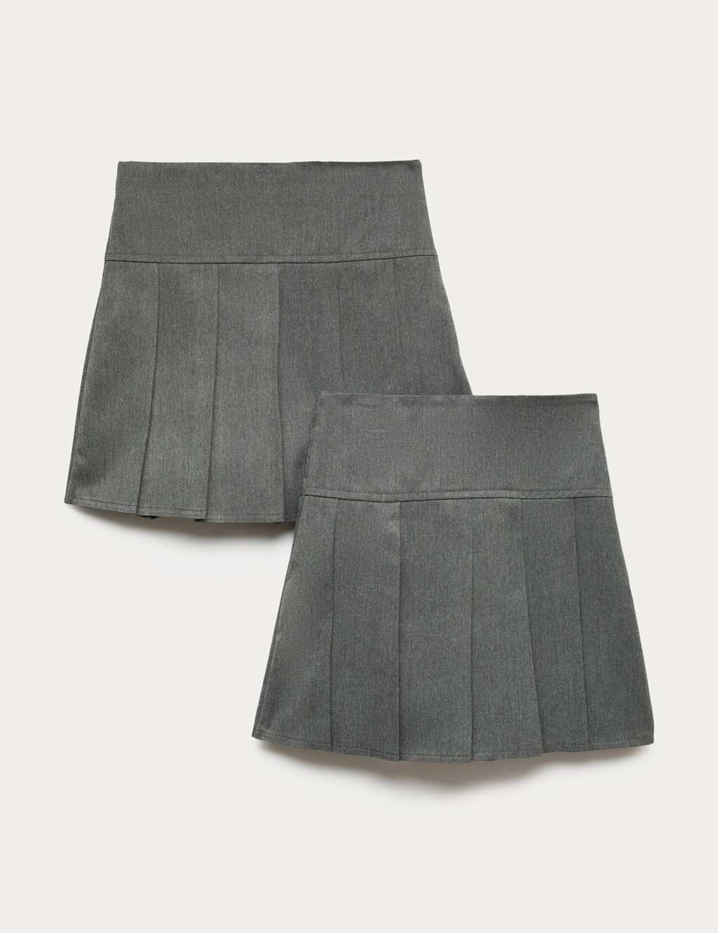 M&S Girls 2 Pack Plus Fit Pleated School Skirts (2-18 Yrs) - 13-14 Years - Grey