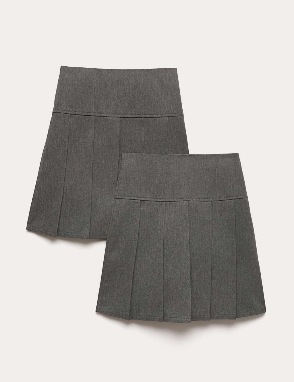 M&S Girls 2 Pack Longer Length Pleated School Skirts (2-18 Yrs) - 2-3 Years - Grey