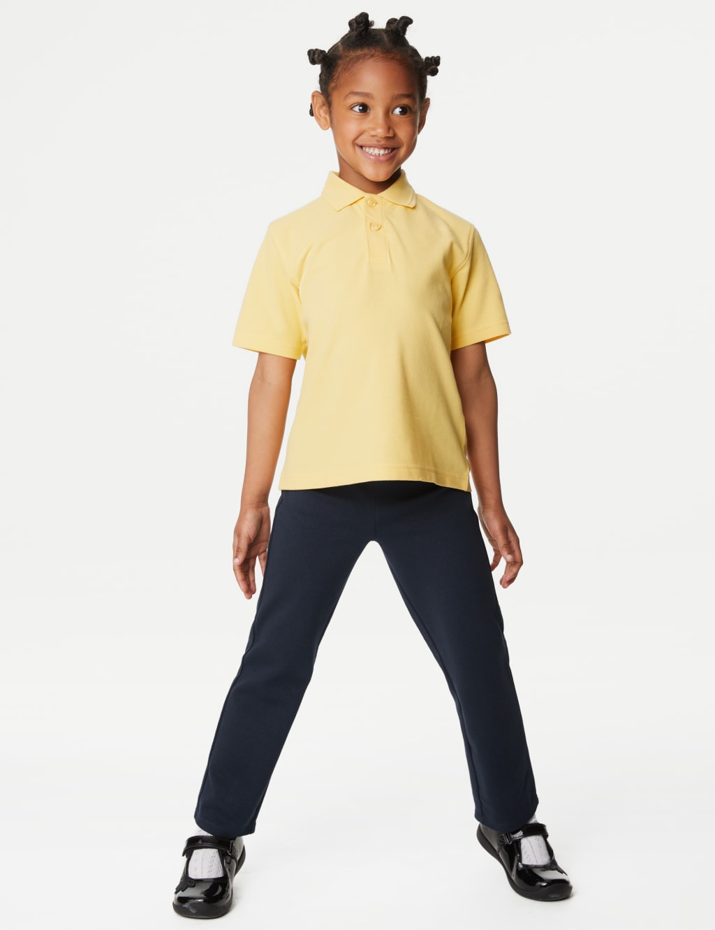 M&S Collection Girls Regular Leg Jersey School Trousers (2-16 Yrs) - 3-4 Y - Navy Mix, Grey,Navy Mix,Black Mix
