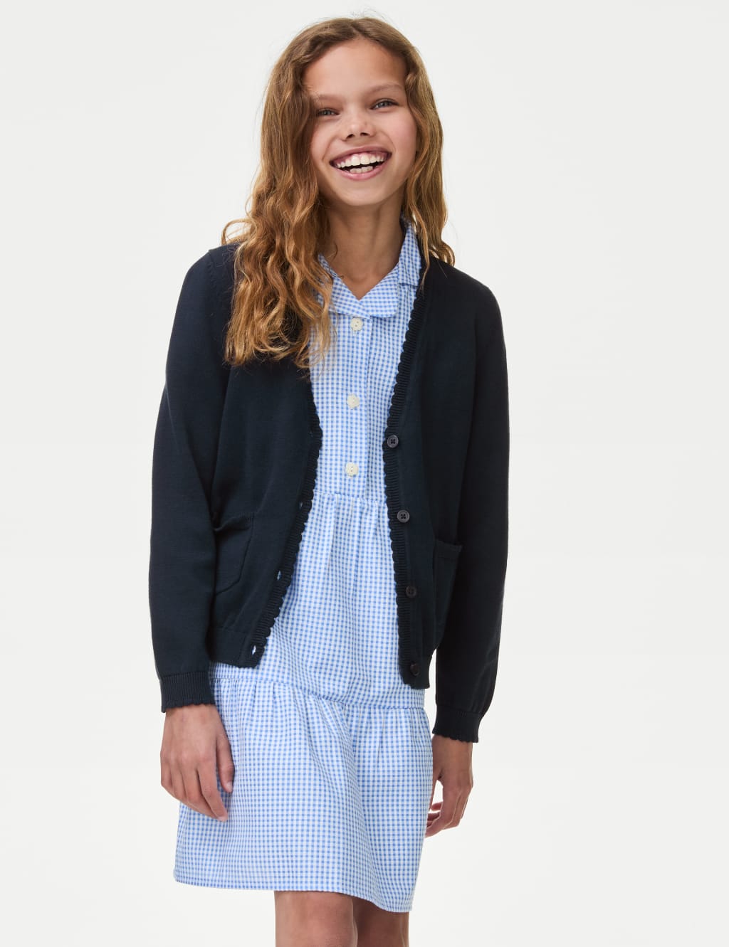 Navy school cardigan with pockets new arrivals
