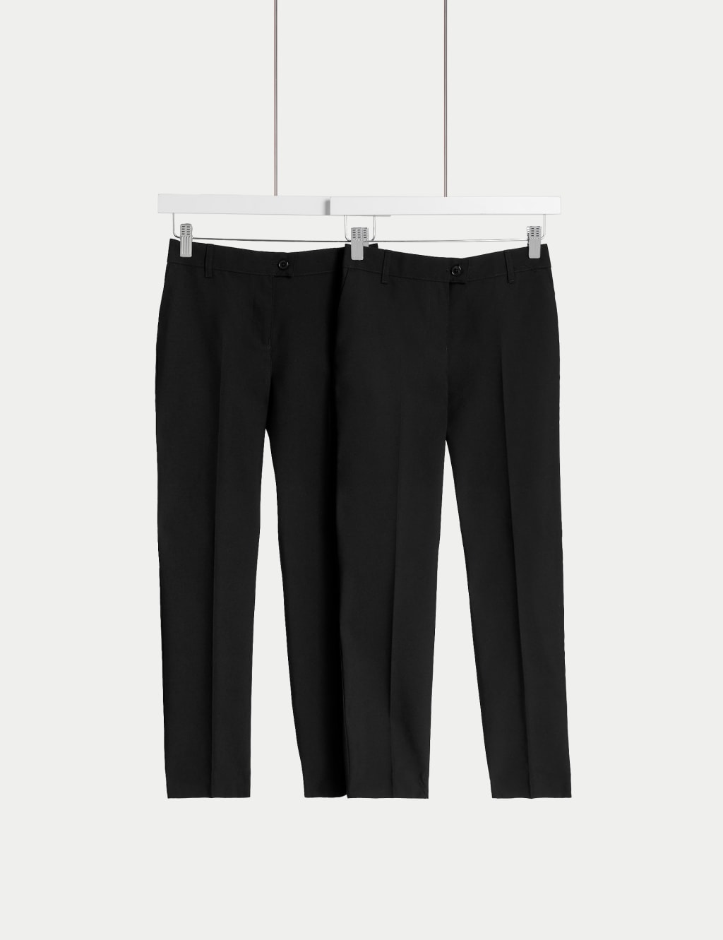 M&S Collection Girls 2 Pack Girls Regular Leg Stain Resist Trousers (2-18 Yrs) - 10-11 - Black, Black
