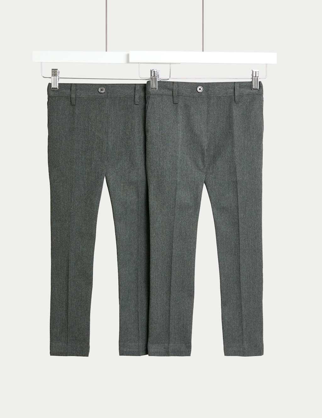 M&S Collection Girls 2 Pack Slim Fit Easy Dressing School Trousers (3-18 Yrs) - 5-6 Y - Grey, Grey,Black