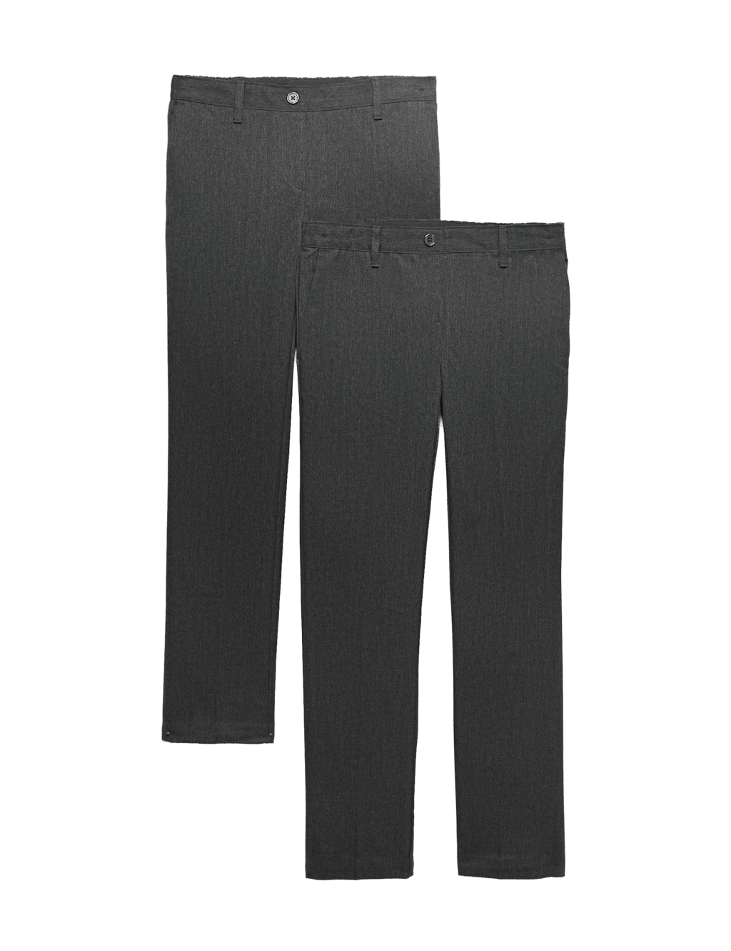 M&S Girls 2 Pack Slim Leg Easy Dressing School Trousers (3-18 Yrs) - 14-15 Years - Grey