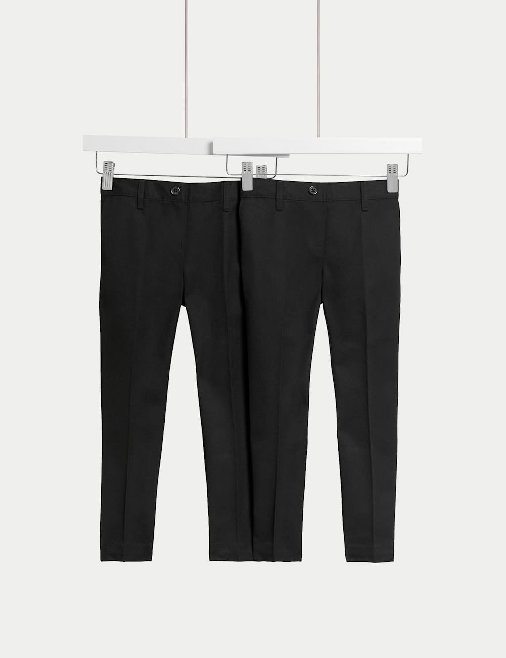 M&S Collection Girls 2 Pack Slim Fit Easy Dressing School Trousers (3-18 Yrs) - 15-16 - Black, Grey,Black