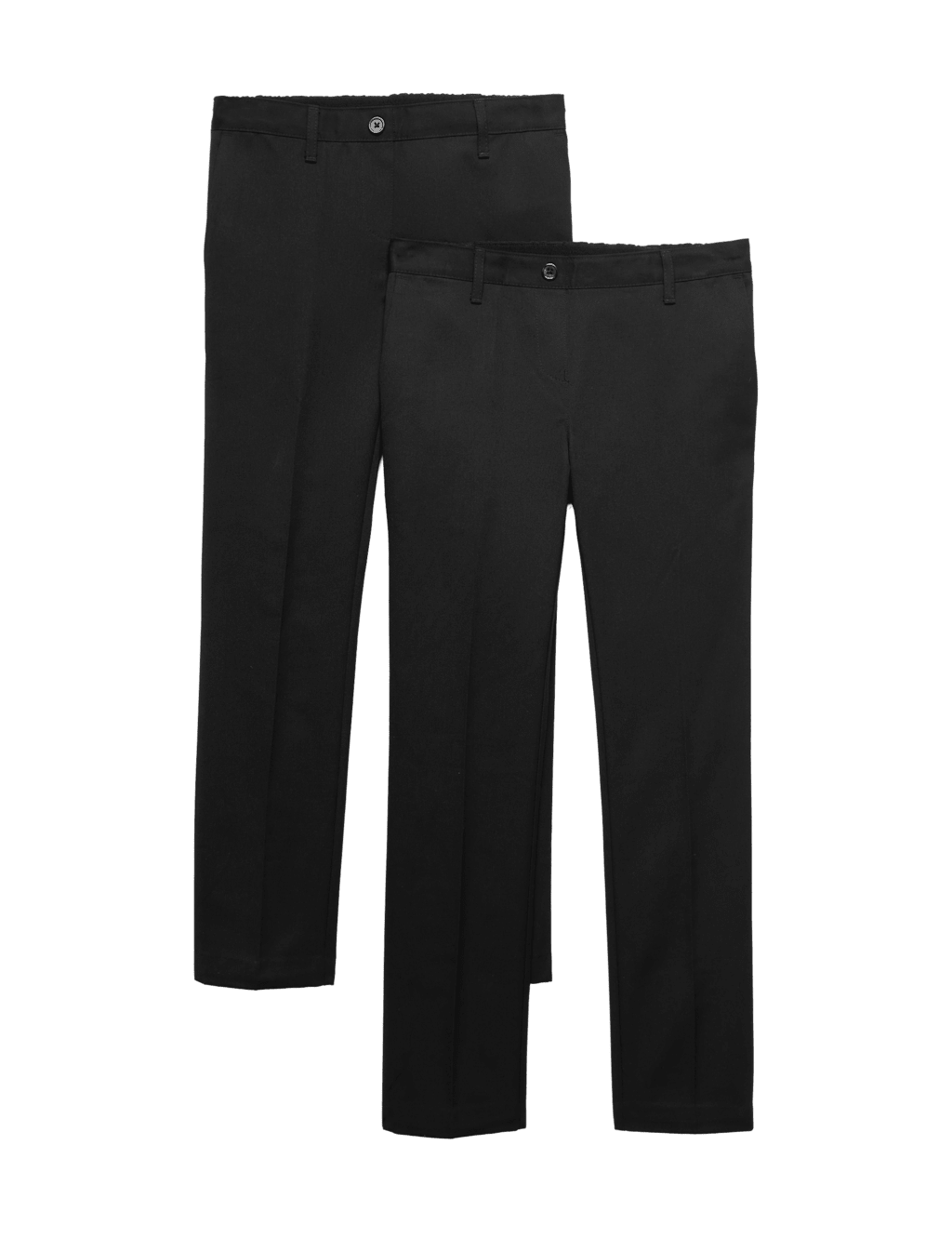 M&S Girls 2 Pack Slim Leg Easy Dressing School Trousers (3-18 Yrs) - 8-9 Years - Black