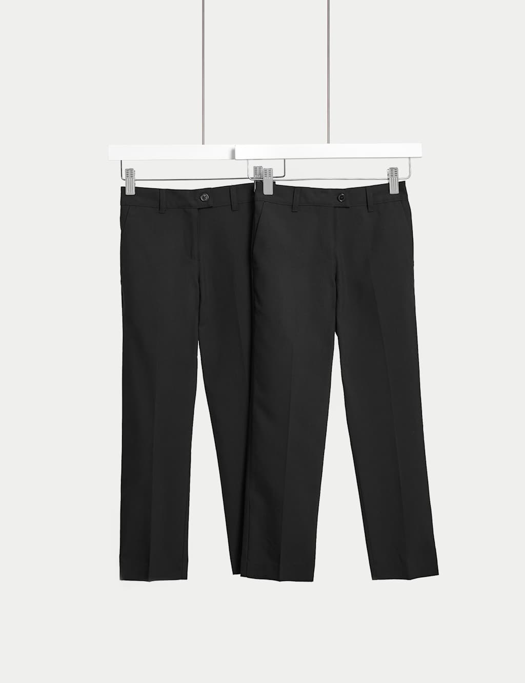 M&S Collection Girls 2 Pack Slim Leg School Trousers ( 2-18 Yrs) - 13-14 - Black, Black,Grey